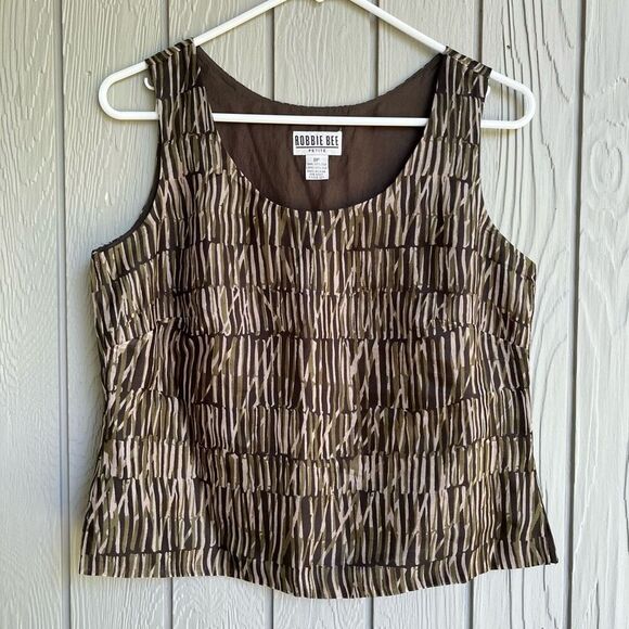 Robbie Bee Vintage 100% Silk Cropped Blouse Tank - 8 - Picture 1 of 7